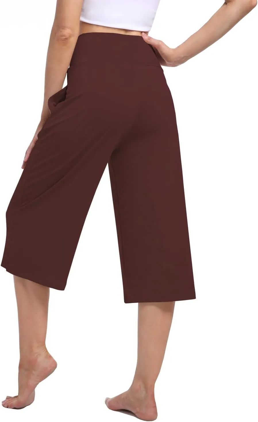 3 PACK Womens Wide Leg Yoga Capris Crossover High Waist Casual Capri Pants Loose Soft Pajama Pockets Sweatpants