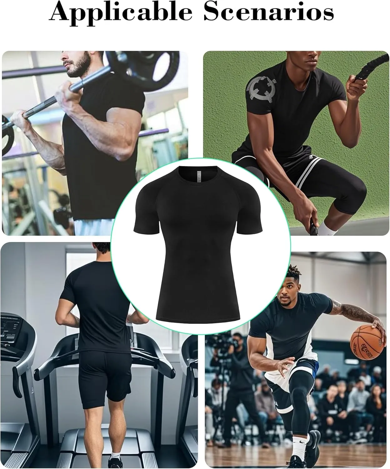 5 Pack Compression Shirt for Men Compression Shirts Short Sleeve Cool Dry Athletic Workout Base Layer Undershirt Tops