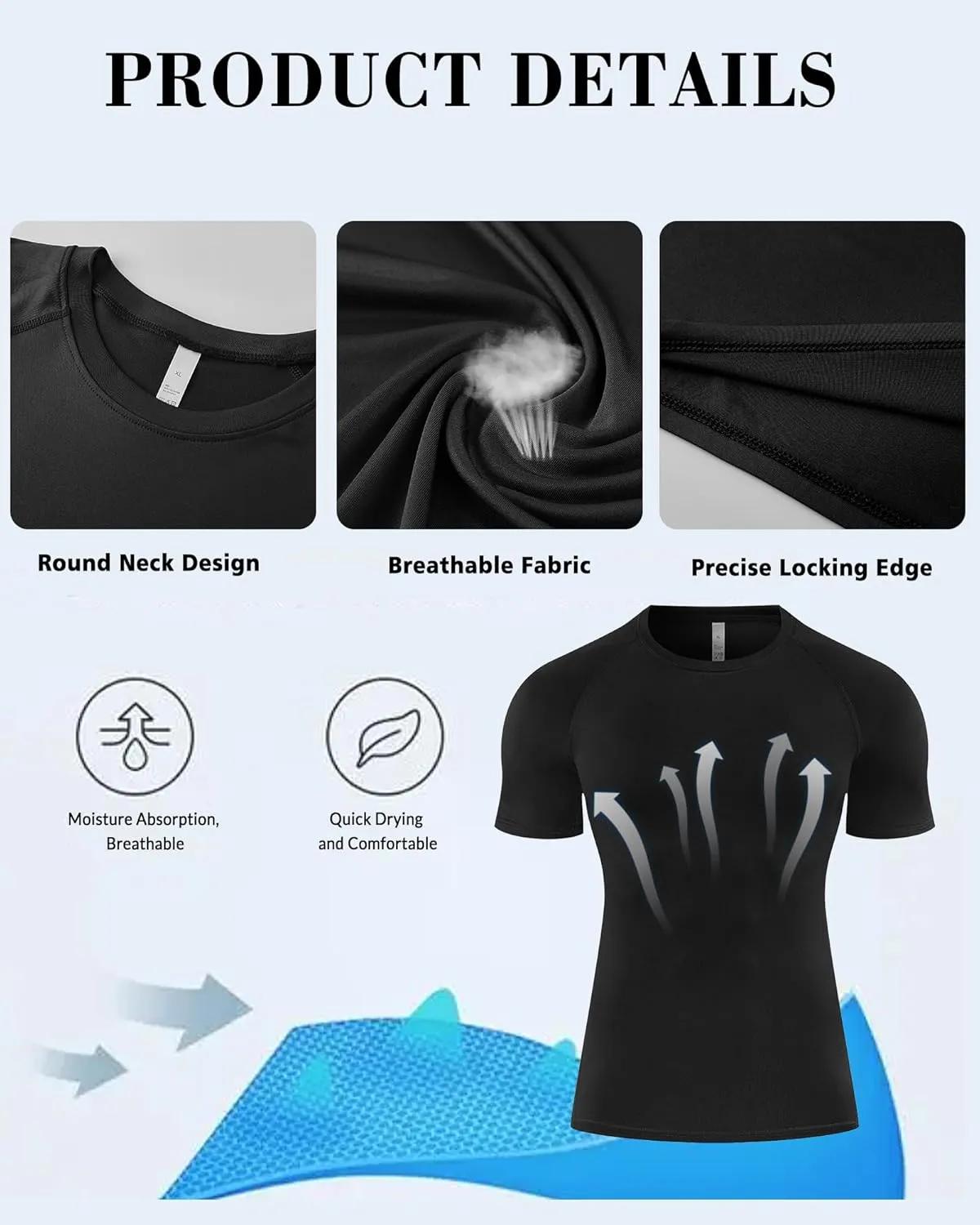 5 Pack Compression Shirt for Men Compression Shirts Short Sleeve Cool Dry Athletic Workout Base Layer Undershirt Tops