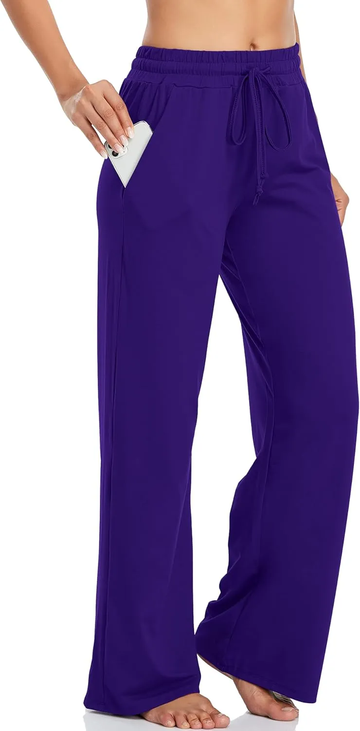 ADANIKI Sweatpants Women Yoga Pants with Pockets for Women Pajamas Work Pants Wide Leg Drawstring Pants for Women's Lounge