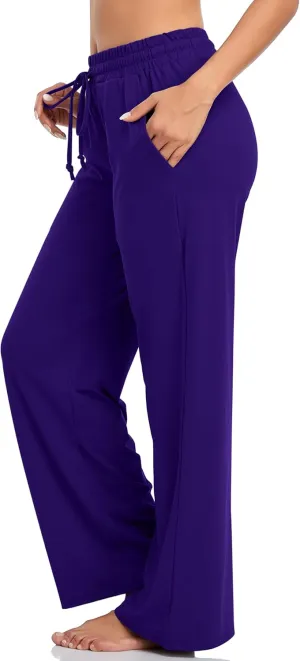 ADANIKI Sweatpants Women Yoga Pants with Pockets for Women Pajamas Work Pants Wide Leg Drawstring Pants for Women's Lounge