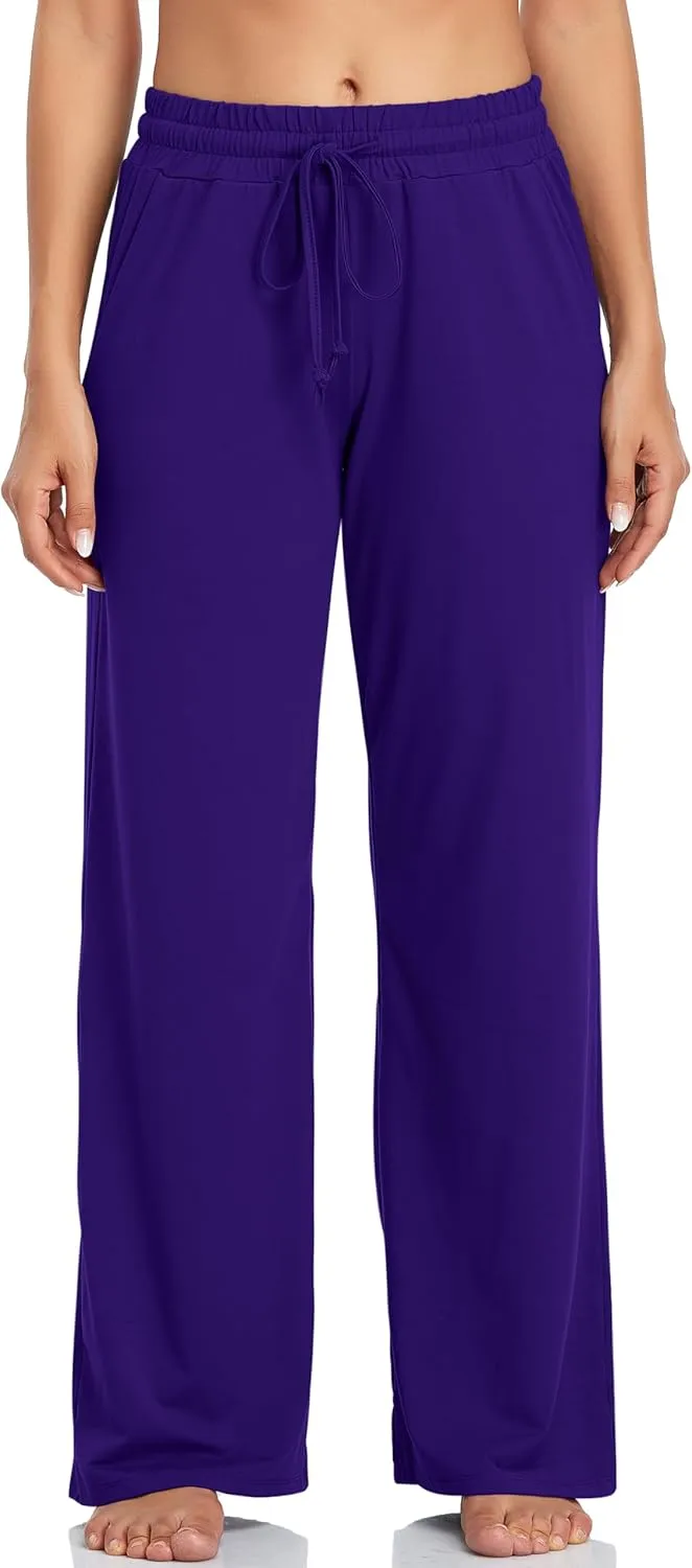 ADANIKI Sweatpants Women Yoga Pants with Pockets for Women Pajamas Work Pants Wide Leg Drawstring Pants for Women's Lounge