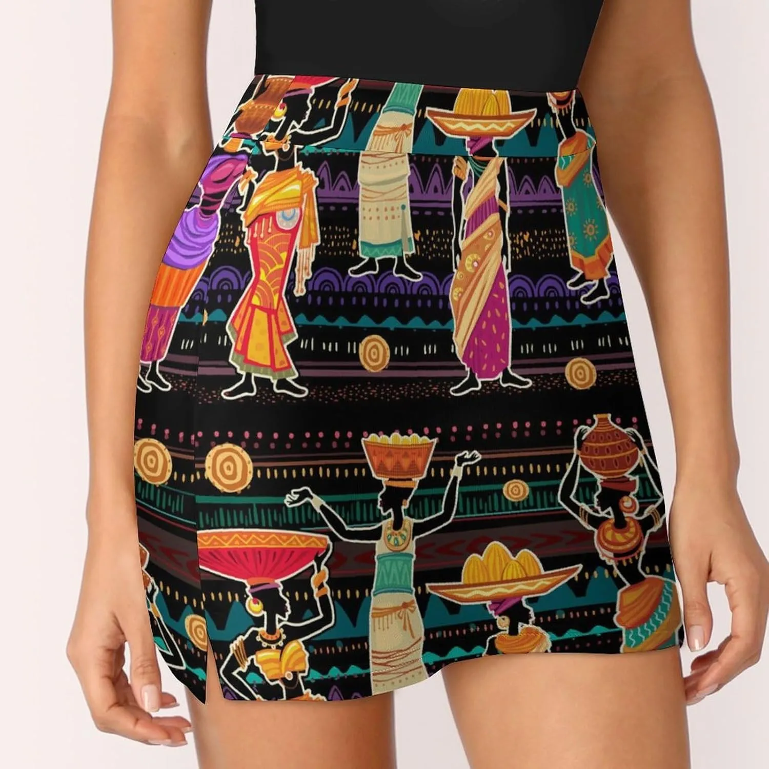 African Women Black Girls Women's Skort Athletic Skirt Golf Skorts A-line Skirts with Built-in Shorts Pockets