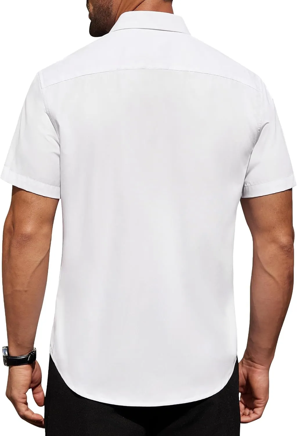 Alimens & Gentle Mens Short Sleeve Dress Shirt Wrinkle Free Solid Casual Button Down Shirts for Summer Business Wedding