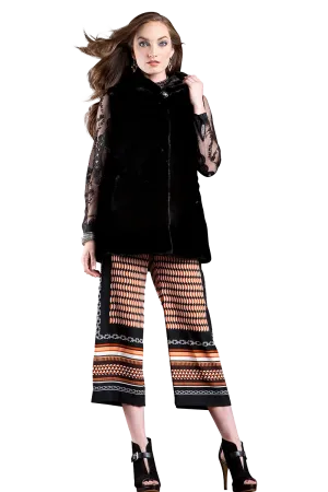 American Horizontal Hooded Mink Fur Vest