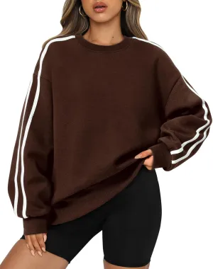 Amkoyam Womens Oversized Sweatshirts 2024 Casual Fall Crew Neck Color Block Long Sleeve Loose Pullover Top Y2K Clothes