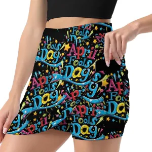 April Fool's Day Women's Skort Athletic Skirt Golf Skorts A-line Skirts with Built-in Shorts Pockets