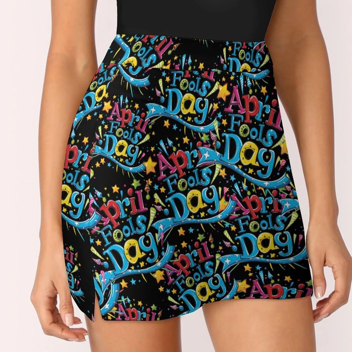 April Fool's Day Women's Skort Athletic Skirt Golf Skorts A-line Skirts with Built-in Shorts Pockets