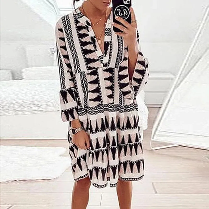 At Peace Flowy Tiered Tunic Dress  COLORS