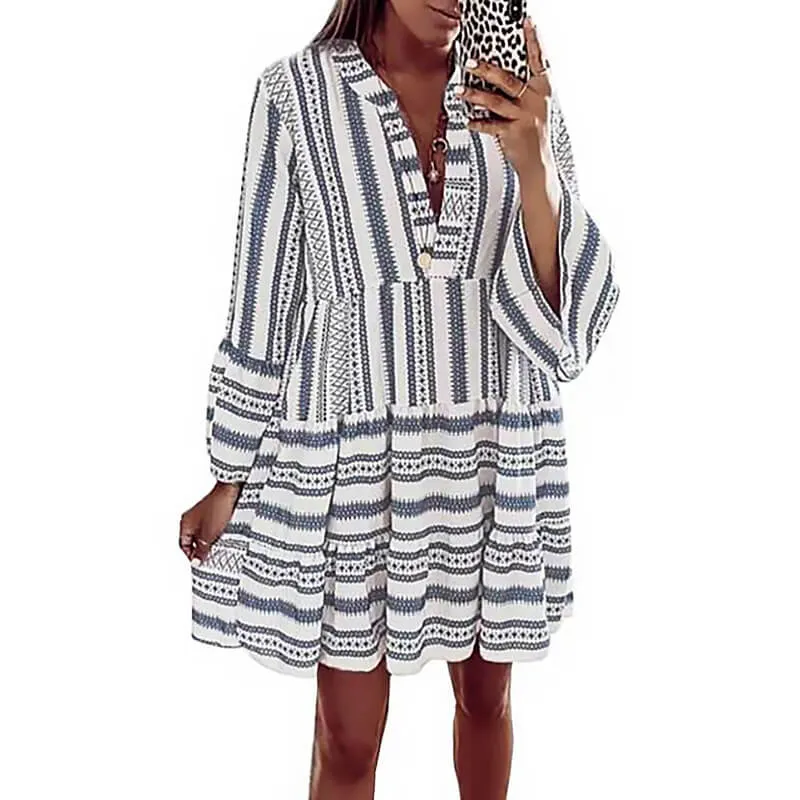 At Peace Flowy Tiered Tunic Dress  COLORS