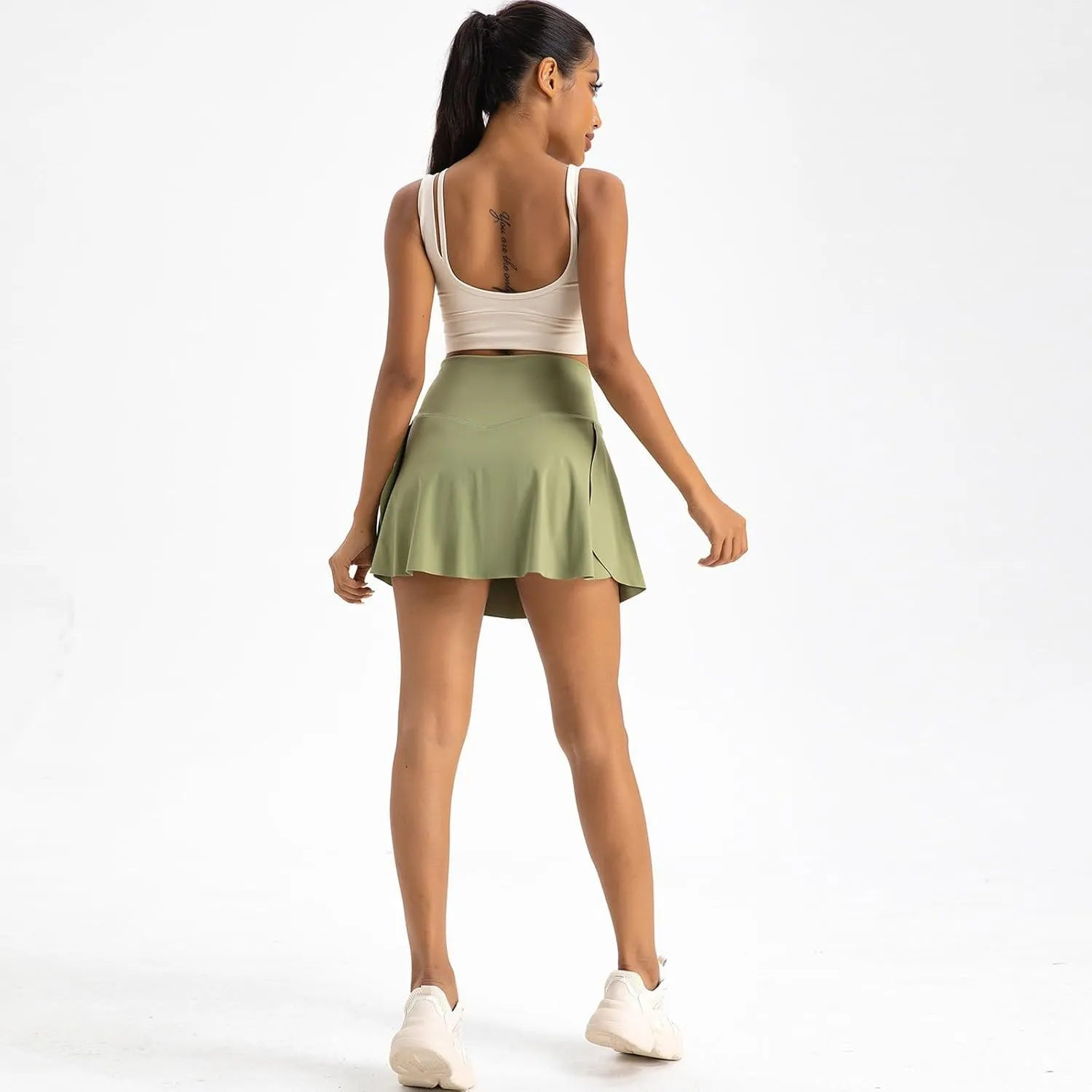 Athletic Skorts for Women Mini Tennis Skirt with Shorts Underneath Crossover Yoga Golf Skirts Pickleball Outfits with Pockets