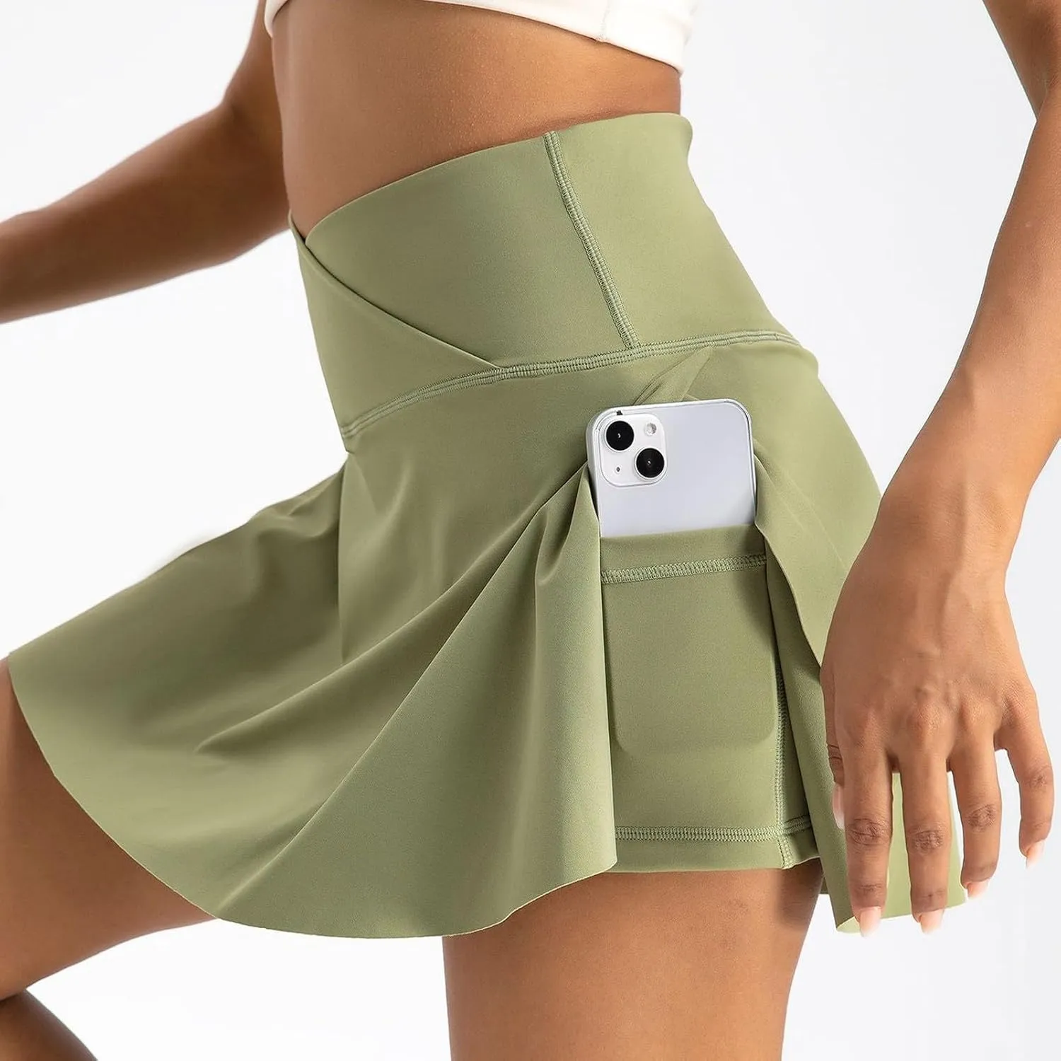 Athletic Skorts for Women Mini Tennis Skirt with Shorts Underneath Crossover Yoga Golf Skirts Pickleball Outfits with Pockets