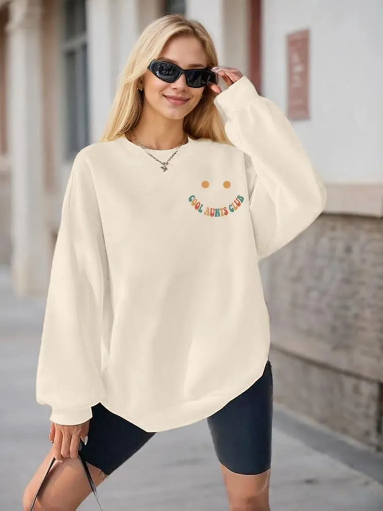 Auntie Sweatshirt Womens Cool Aunt Club Graphic Sweatshirts Auntie Letter Print Long Sleeve Pullover Top