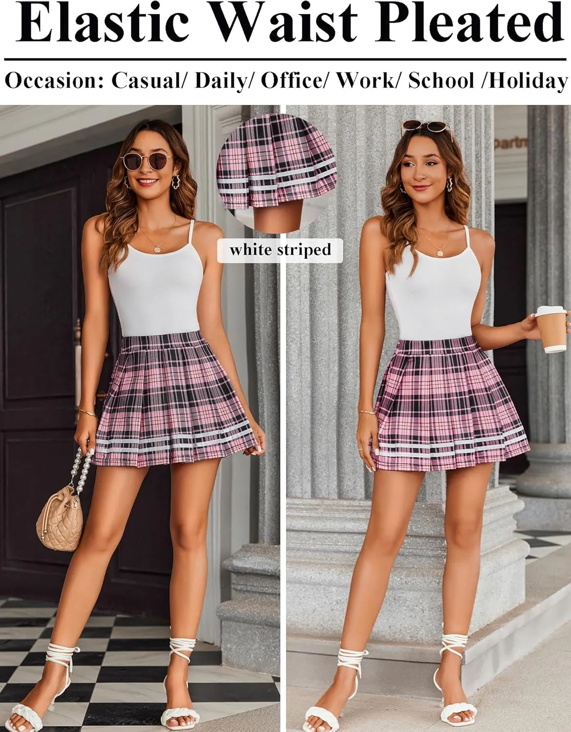 Avidlove Womens Pleated Skirt School Uniform Skirt Mini Skirt Pleated Cheer Skirt