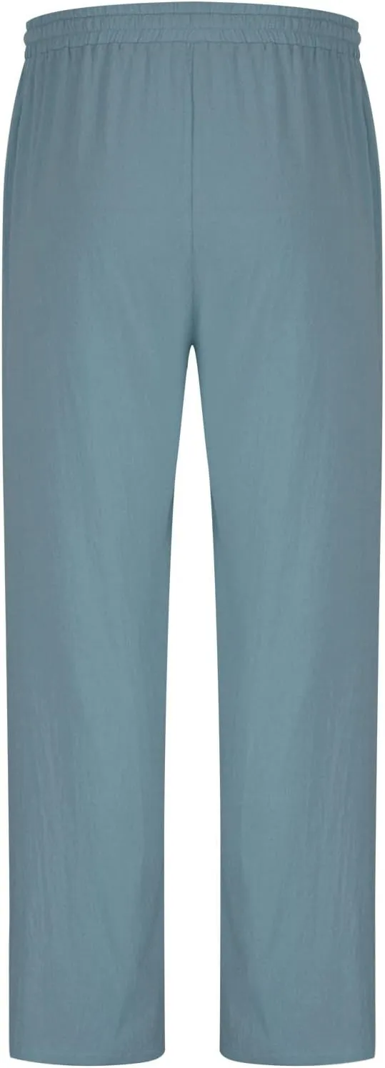 Aymnlox Mens Lightweight Casual Pants Drawstring Elastic Waist Joggers Pants Loose Baggy Straight Fit Hiking Long Sweatpants