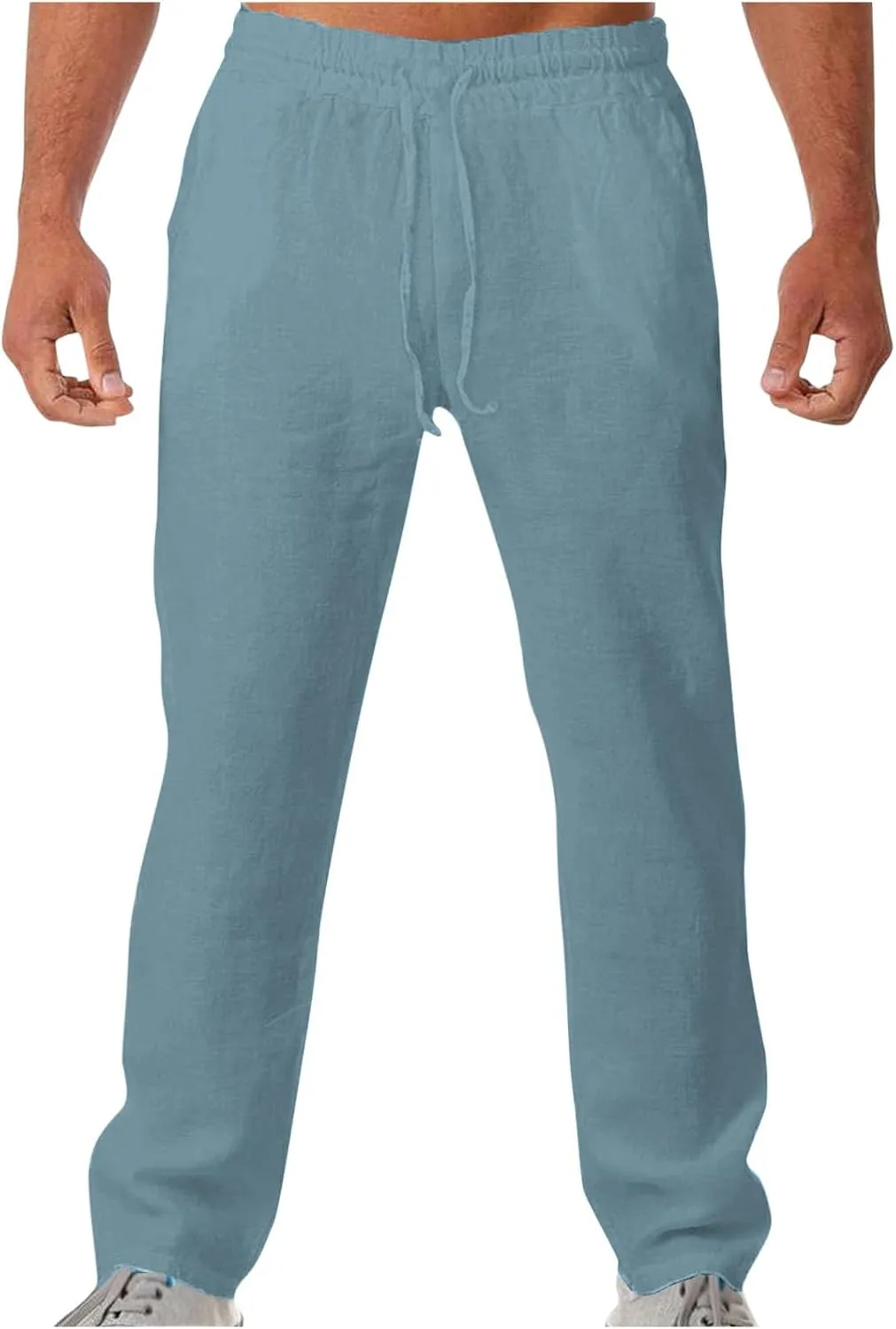Aymnlox Mens Lightweight Casual Pants Drawstring Elastic Waist Joggers Pants Loose Baggy Straight Fit Hiking Long Sweatpants