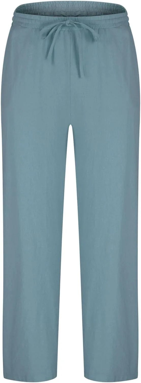 Aymnlox Mens Lightweight Casual Pants Drawstring Elastic Waist Joggers Pants Loose Baggy Straight Fit Hiking Long Sweatpants