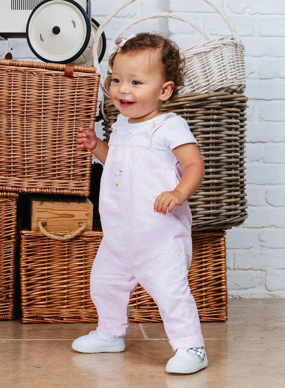 Baby Duck Striped Dungarees