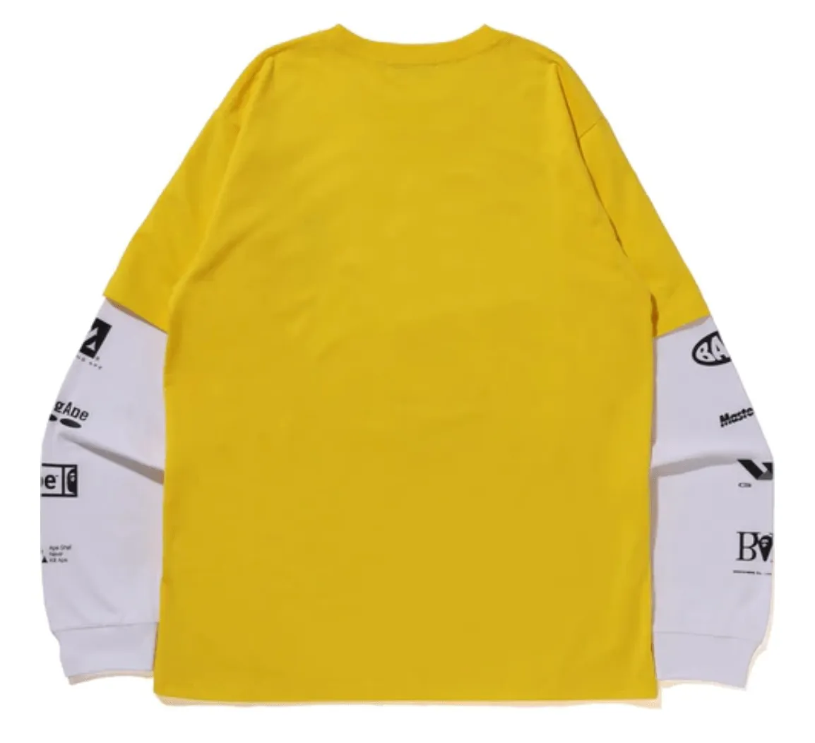 Bape Bapesta Layered Long Sleeve Tee Shirt Yellow
