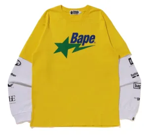 Bape Bapesta Layered Long Sleeve Tee Shirt Yellow