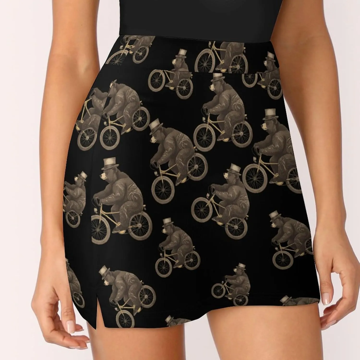 Bear Bike Women's Skort Athletic Skirt Golf Skorts A-line Skirts with Built-in Shorts Pockets