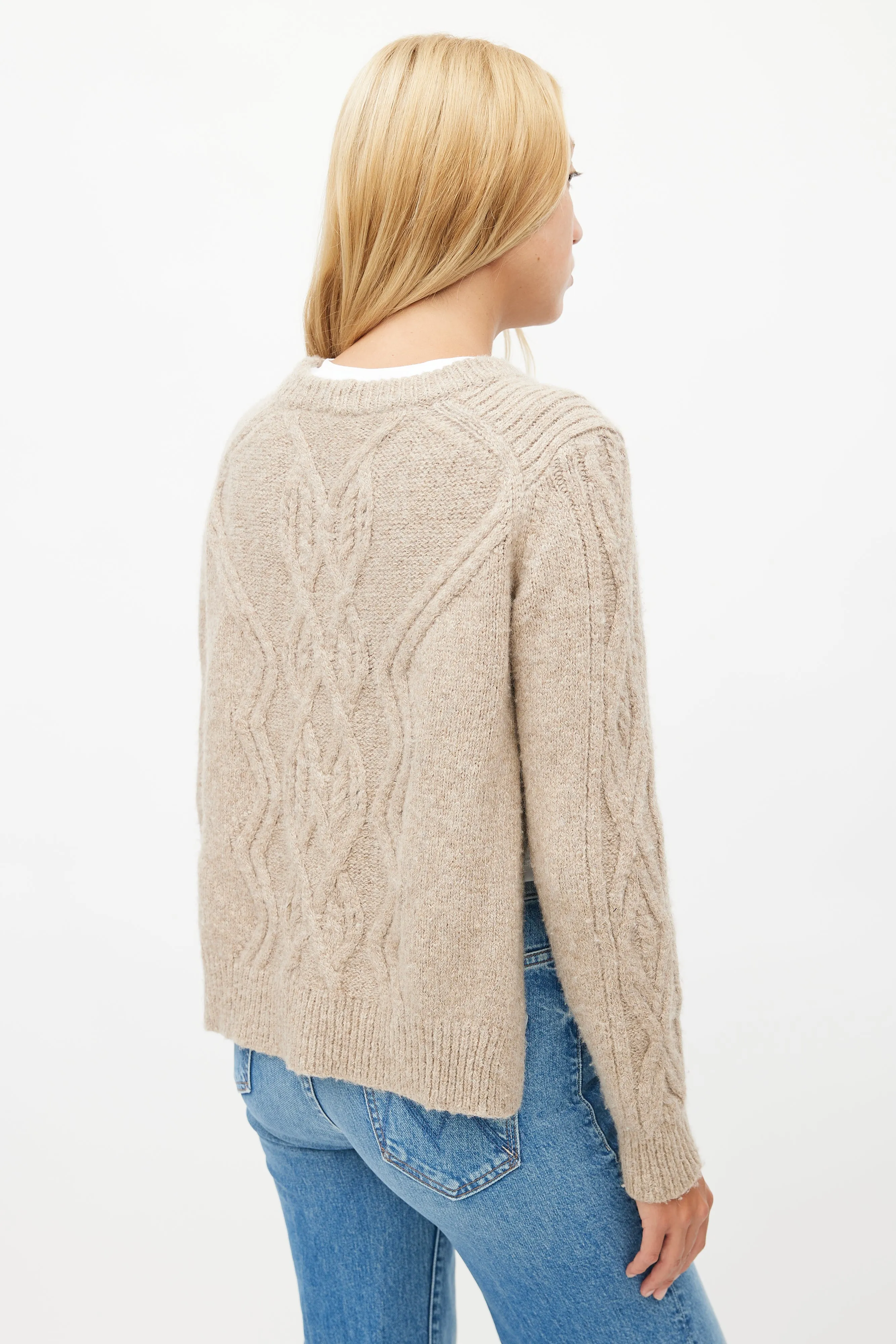 Beige Alpaca Cableknit Sweater