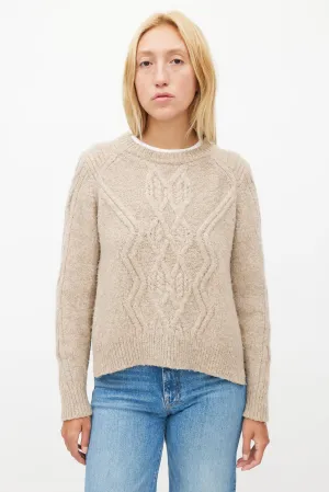 Beige Alpaca Cableknit Sweater