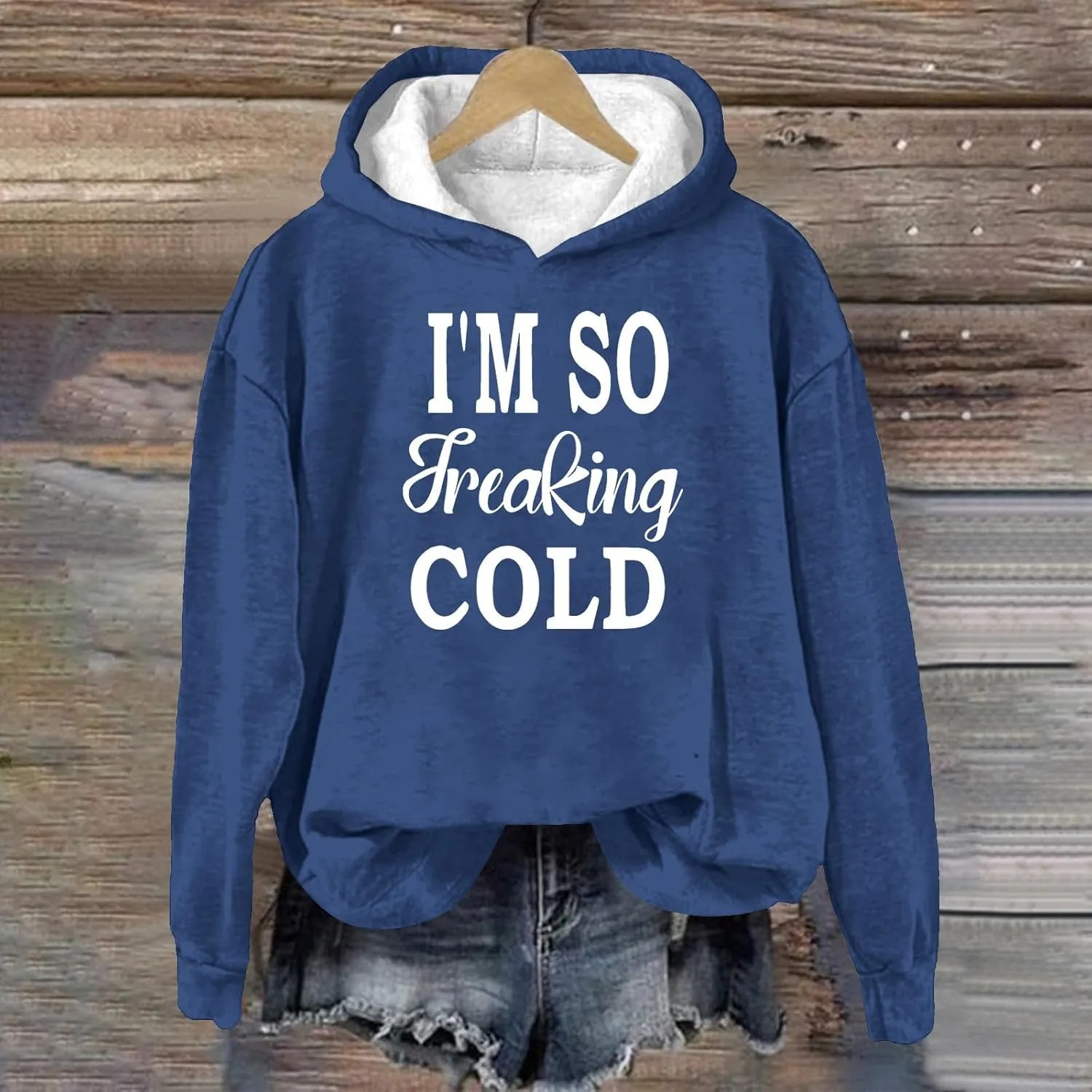 Binmer I'm So Freaking Cold Funny Graphic Sweatshirts Women Oversized Long Sleeve Pullover Tops Casual Y2K Hoodies Shirts