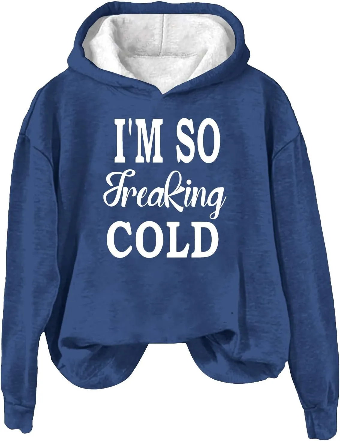 Binmer I'm So Freaking Cold Funny Graphic Sweatshirts Women Oversized Long Sleeve Pullover Tops Casual Y2K Hoodies Shirts