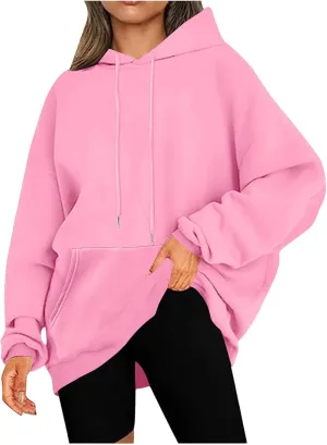 Binmer Oversized Hoodie for Women Sweatshirt Fall Fashion 2024 Outfit Trendy Fleece Pullover Casual Long Sleeve Tops w/Pocket