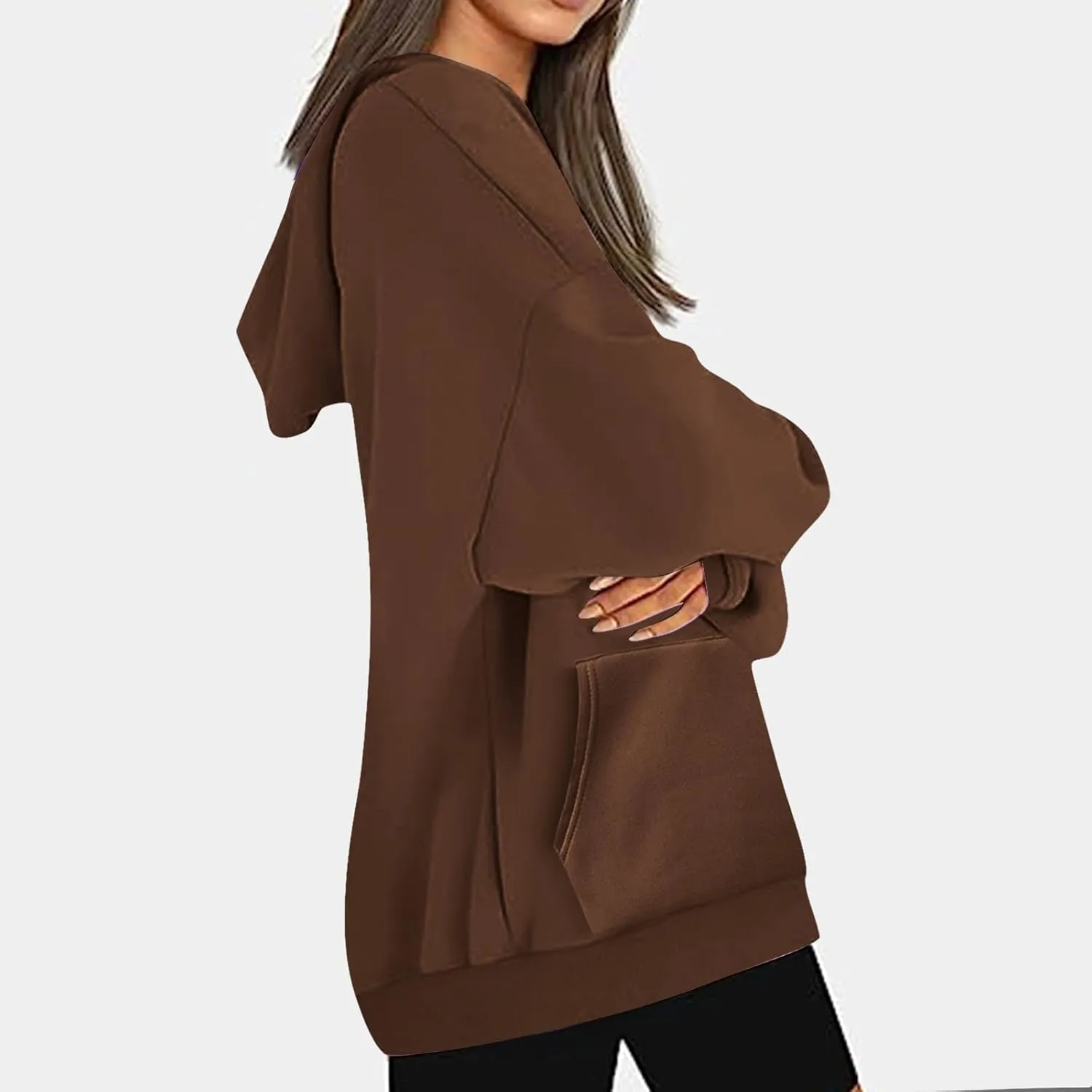 Binmer Oversized Hoodie for Women Sweatshirt Fall Fashion 2024 Outfit Trendy Fleece Pullover Casual Long Sleeve Tops w/Pocket