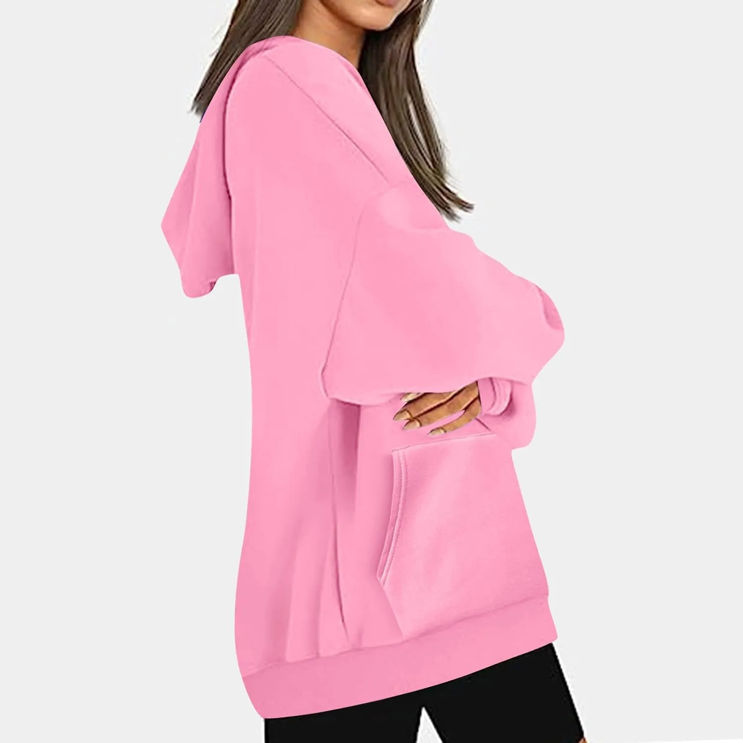 Binmer Oversized Hoodie for Women Sweatshirt Fall Fashion 2024 Outfit Trendy Fleece Pullover Casual Long Sleeve Tops w/Pocket