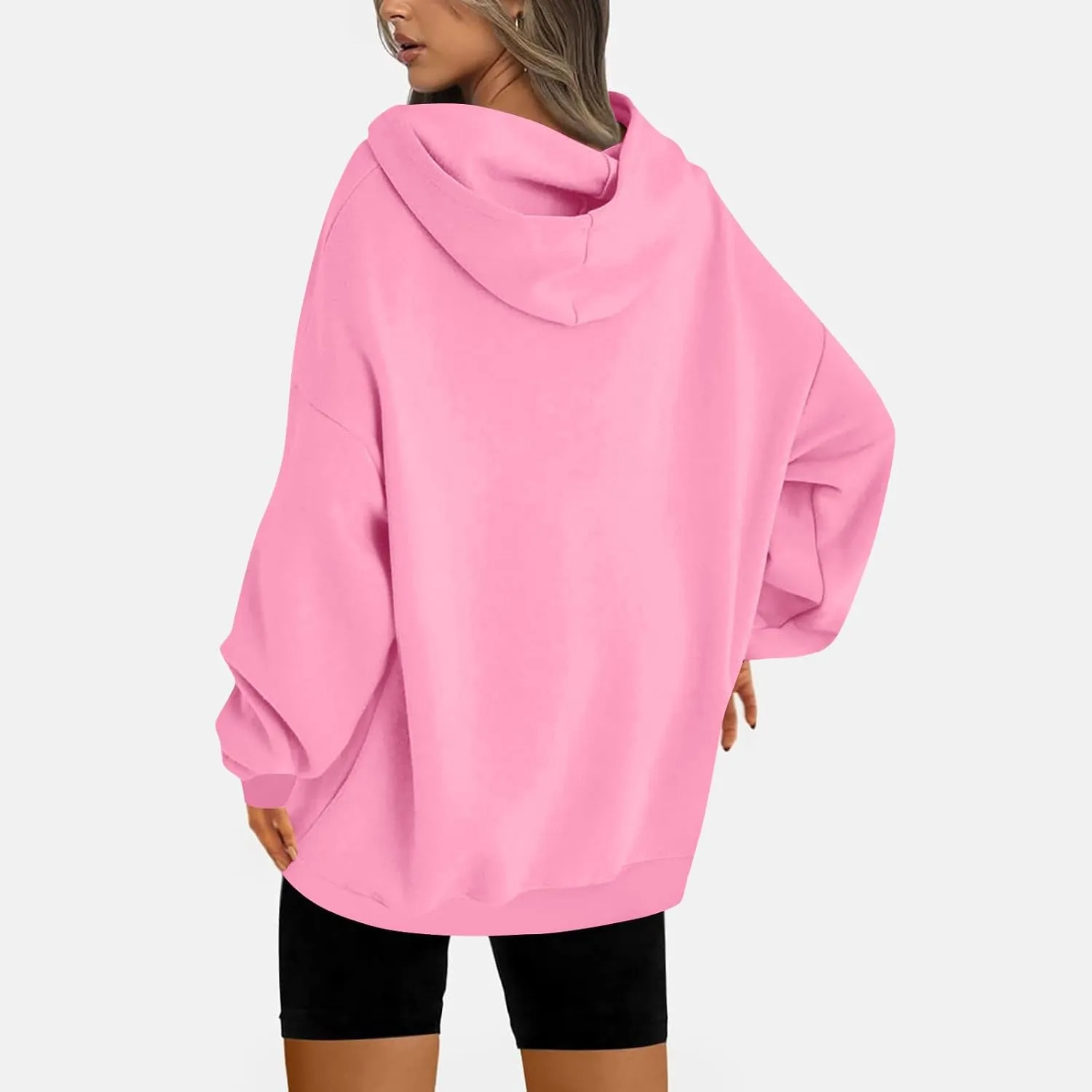 Binmer Oversized Hoodie for Women Sweatshirt Fall Fashion 2024 Outfit Trendy Fleece Pullover Casual Long Sleeve Tops w/Pocket