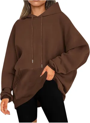 Binmer Oversized Hoodie for Women Sweatshirt Fall Fashion 2024 Outfit Trendy Fleece Pullover Casual Long Sleeve Tops w/Pocket