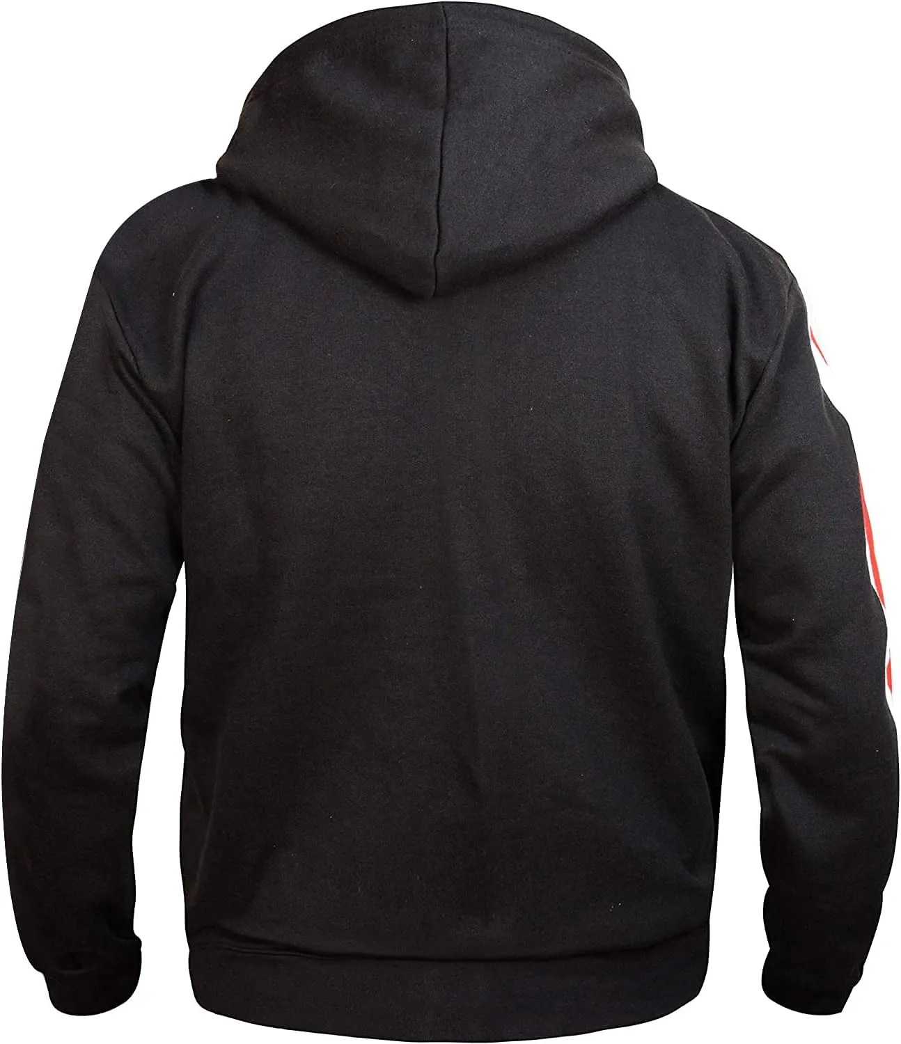 Black Fleece Single Strip Hoodie Jacket - Cafe Racer Black Leather Motorcycle Jacket Men