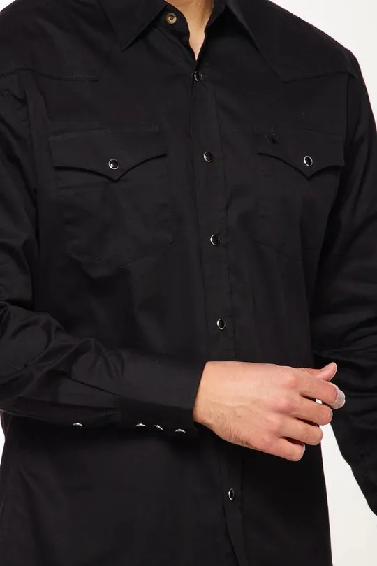 Black Twill Western Shirt