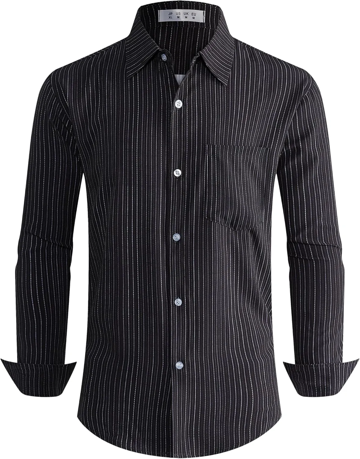 BOJIN Men's Dress Wrinkle-Free Stretch Long Sleeve Wedding Dating Business Casual Button Down Shirts with Pocket
