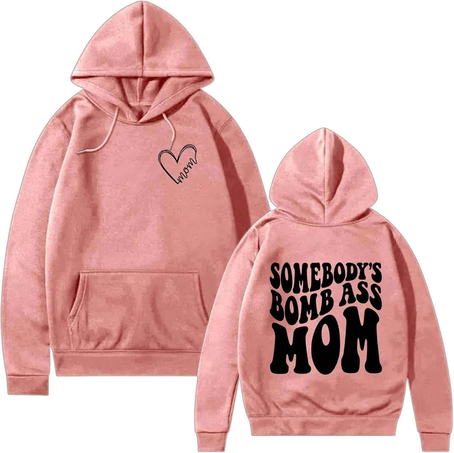 BOYRMSLGY Mama Hoodies for Women Somebody's Bomb Ass Mom Sweatshirt Funny Letter Print Drawstring Pullover Top with Pocket
