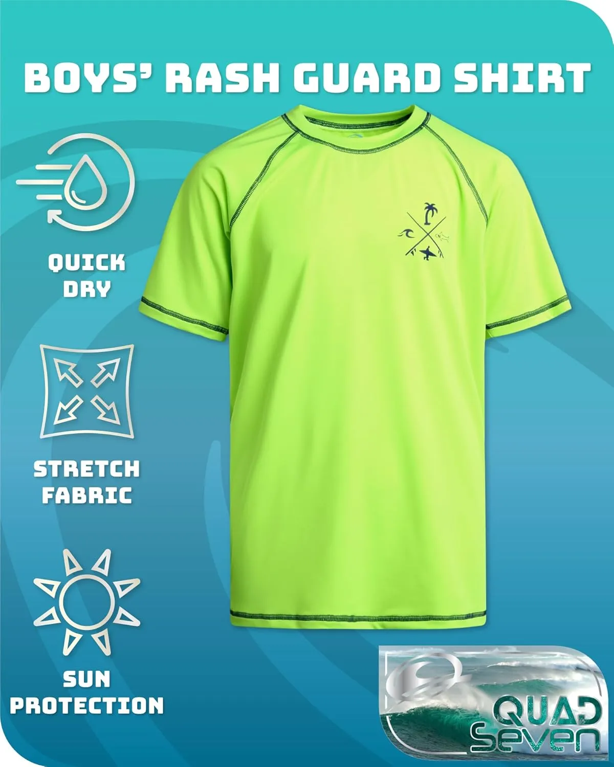 Boys Swim Shirt - 2 Pack Quick Dry Sun Protection Short Sleeve Rash Guard for Boys Youth Kids Swimwear (2T-18)