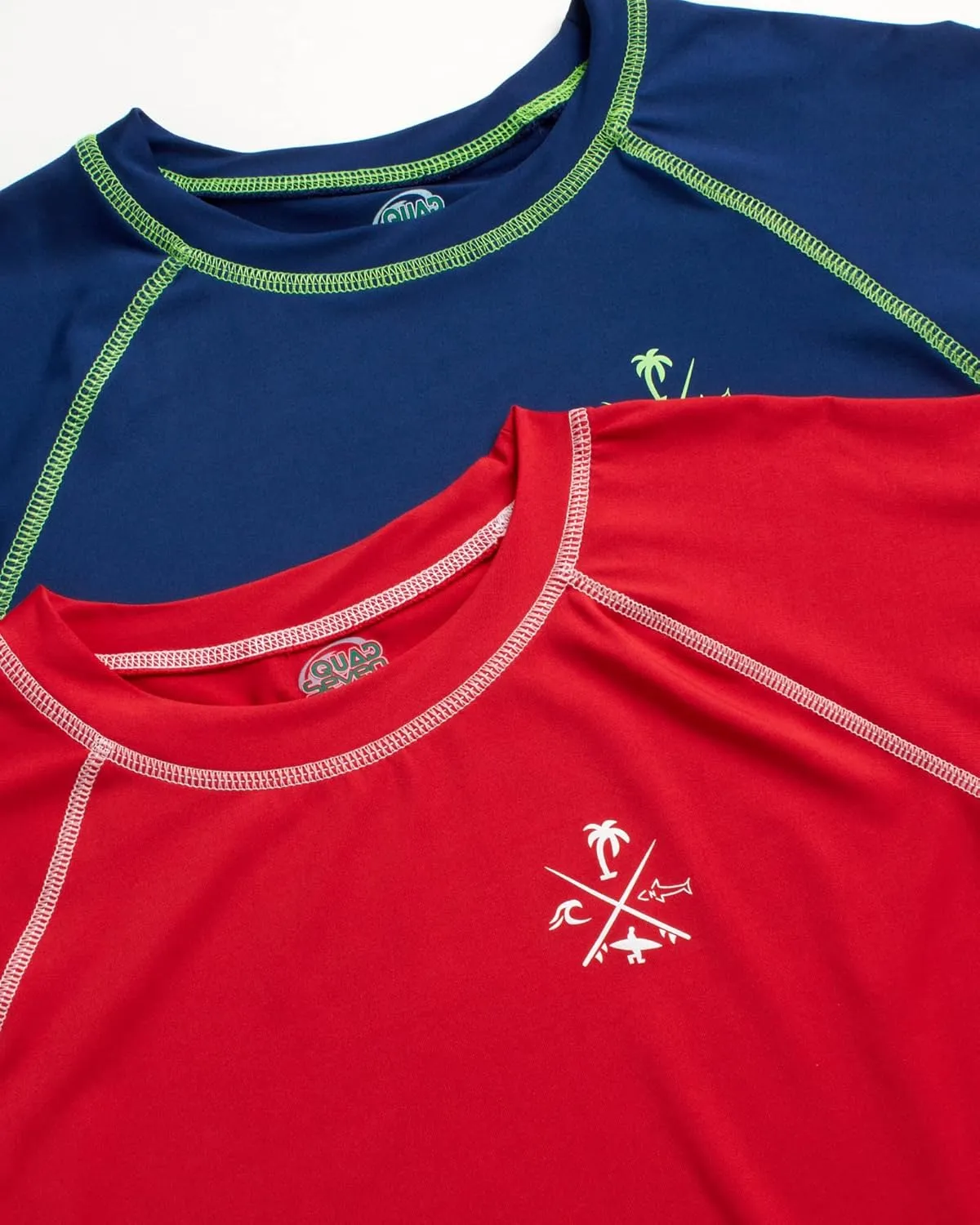 Boys Swim Shirt - 2 Pack Quick Dry Sun Protection Short Sleeve Rash Guard for Boys Youth Kids Swimwear (2T-18)