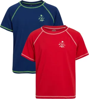 Boys Swim Shirt - 2 Pack Quick Dry Sun Protection Short Sleeve Rash Guard for Boys Youth Kids Swimwear (2T-18)