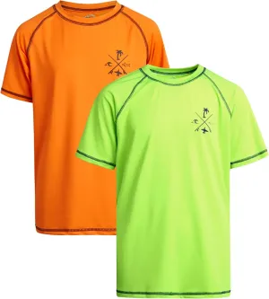 Boys Swim Shirt - 2 Pack Quick Dry Sun Protection Short Sleeve Rash Guard for Boys Youth Kids Swimwear (2T-18)