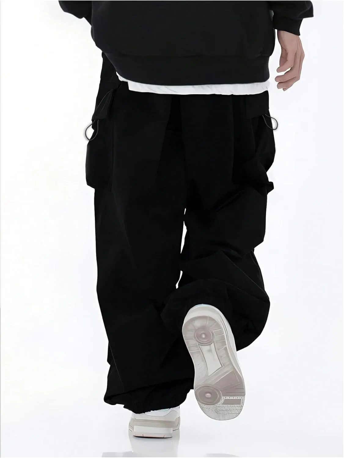 Boy's Wide Leg Cargo Pants Drawstring Waist Baggy Track Pants Trousers Streetwear