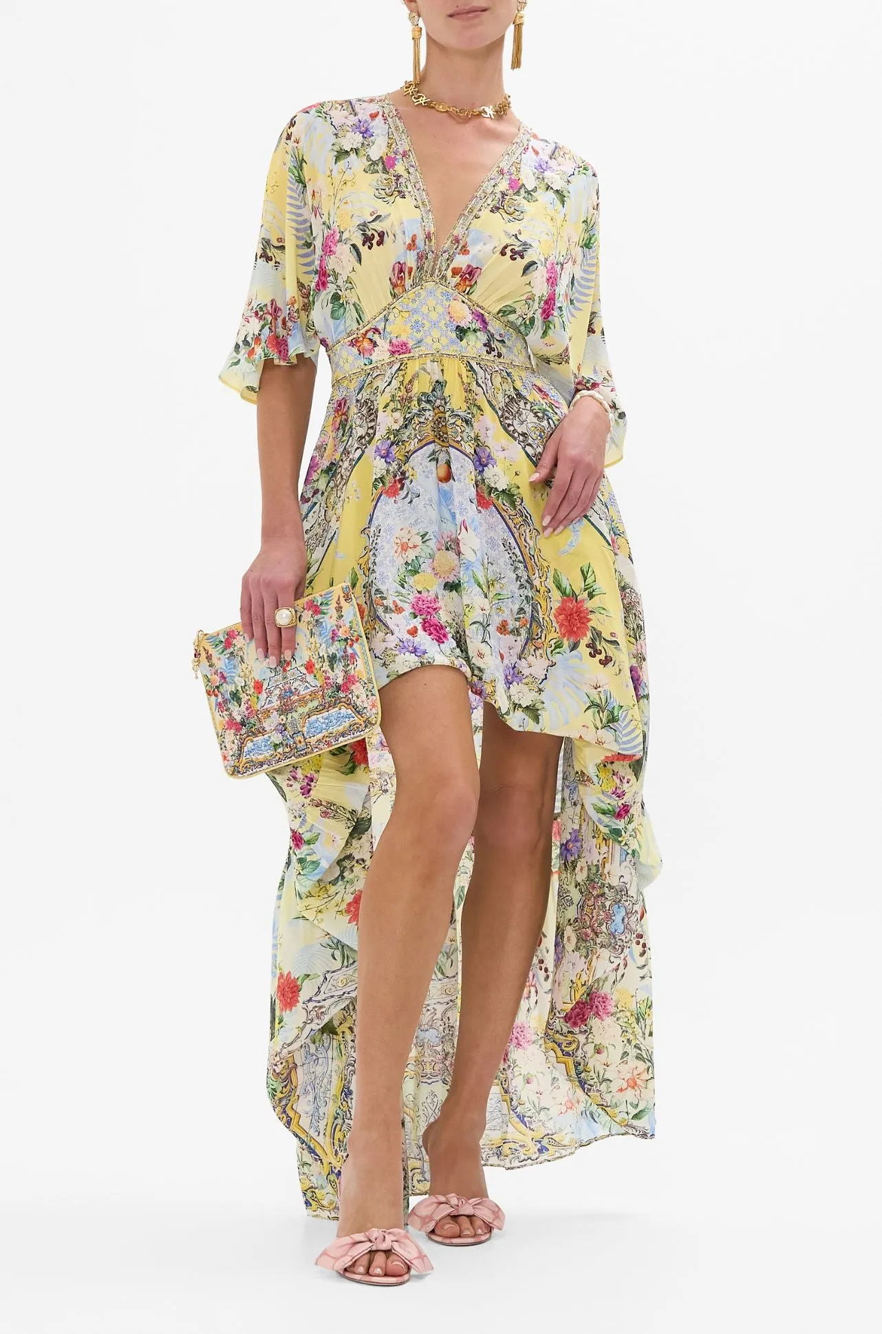 Camilla - Flor Fantastica Waisted Dress with Hem Ruffle