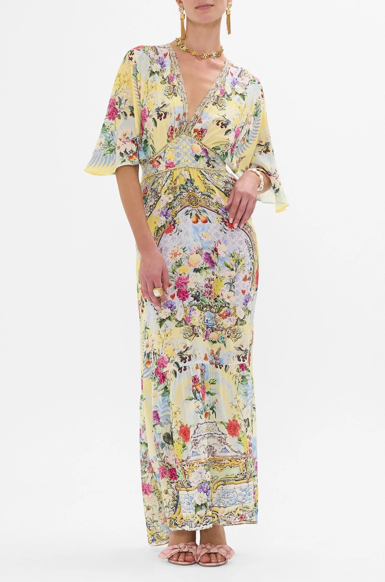 Camilla - Flor Fantastica Waisted Dress with Hem Ruffle