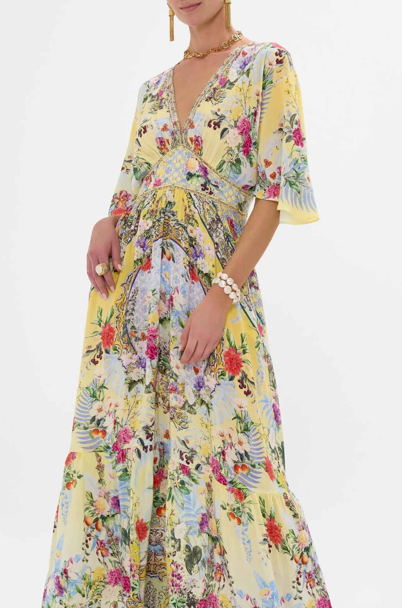 Camilla - Flor Fantastica Waisted Dress with Hem Ruffle