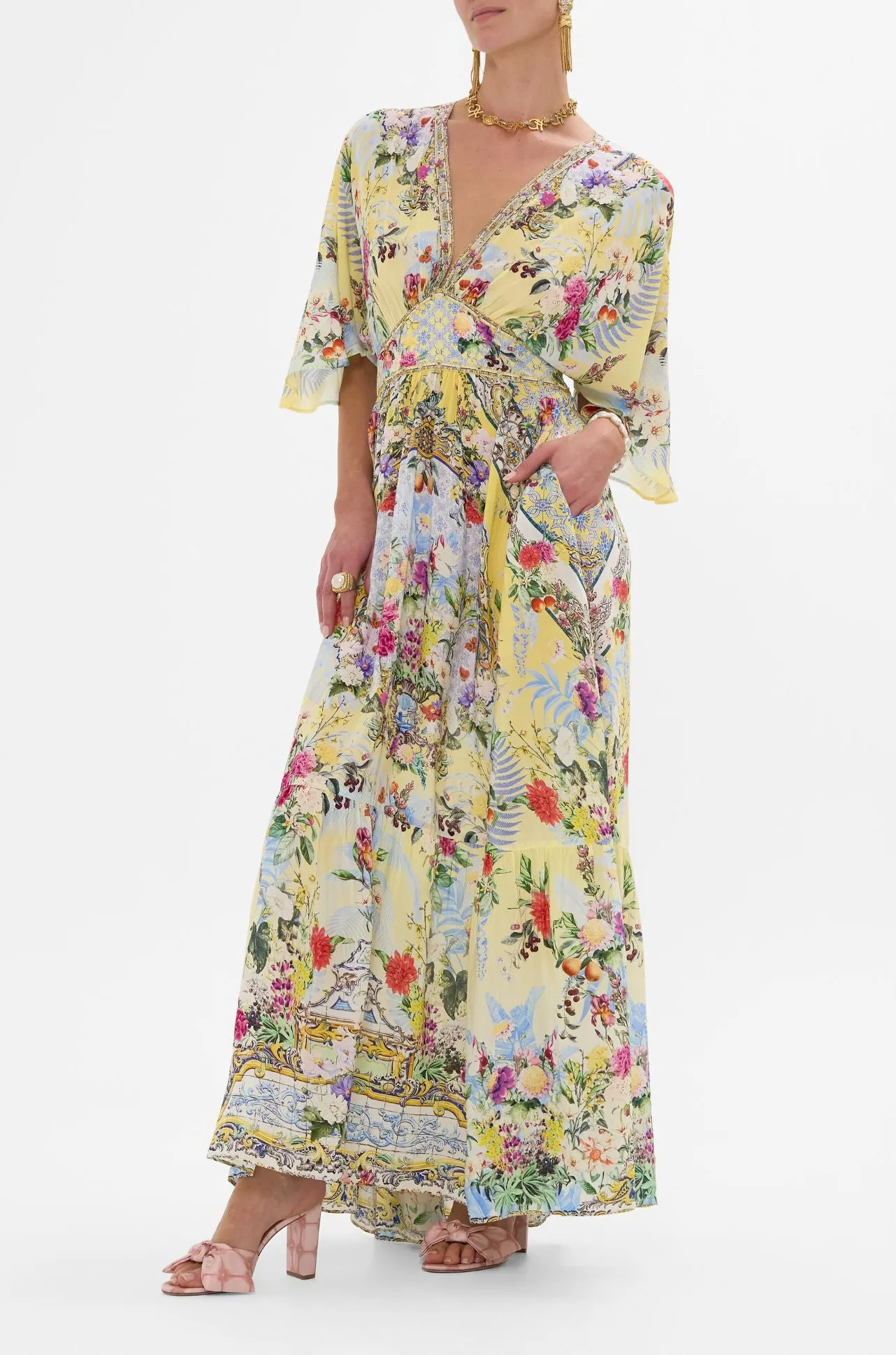Camilla - Flor Fantastica Waisted Dress with Hem Ruffle