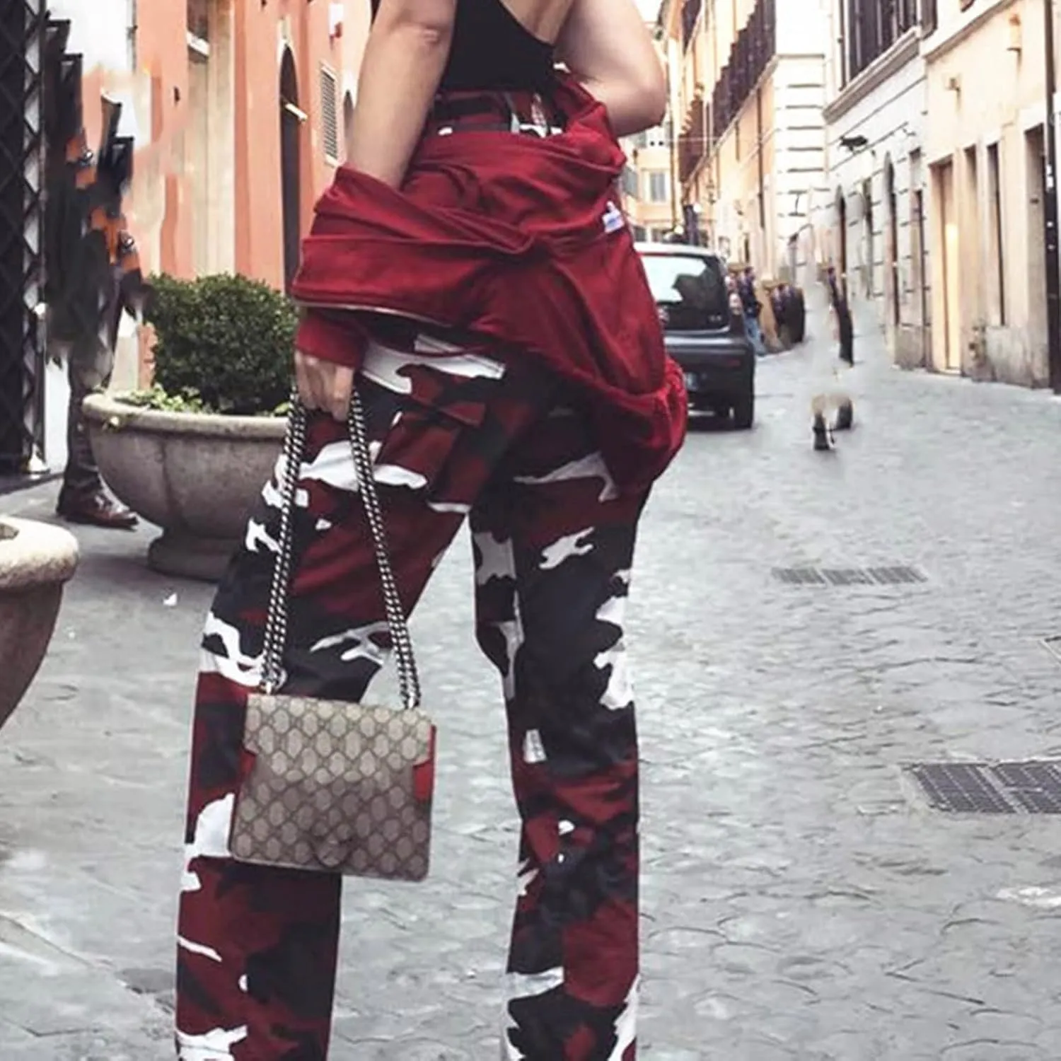 Camo Cargo Pants for Women Fashion Y2K High Waist Military Army Cargo Pants Sweatpants with Pockets Jogger Trousers