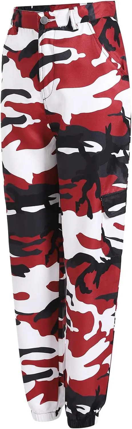 Camo Cargo Pants for Women Fashion Y2K High Waist Military Army Cargo Pants Sweatpants with Pockets Jogger Trousers