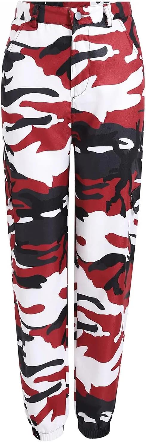 Camo Cargo Pants for Women Fashion Y2K High Waist Military Army Cargo Pants Sweatpants with Pockets Jogger Trousers
